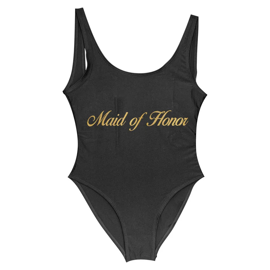 Индивидуальные купальники для девушек вечерние Bachelor женщин бассейн вечерние напечатать свой собственный логотип команды невесты горничной Honor один кусок купальники - Цвет: Maid  of Honor