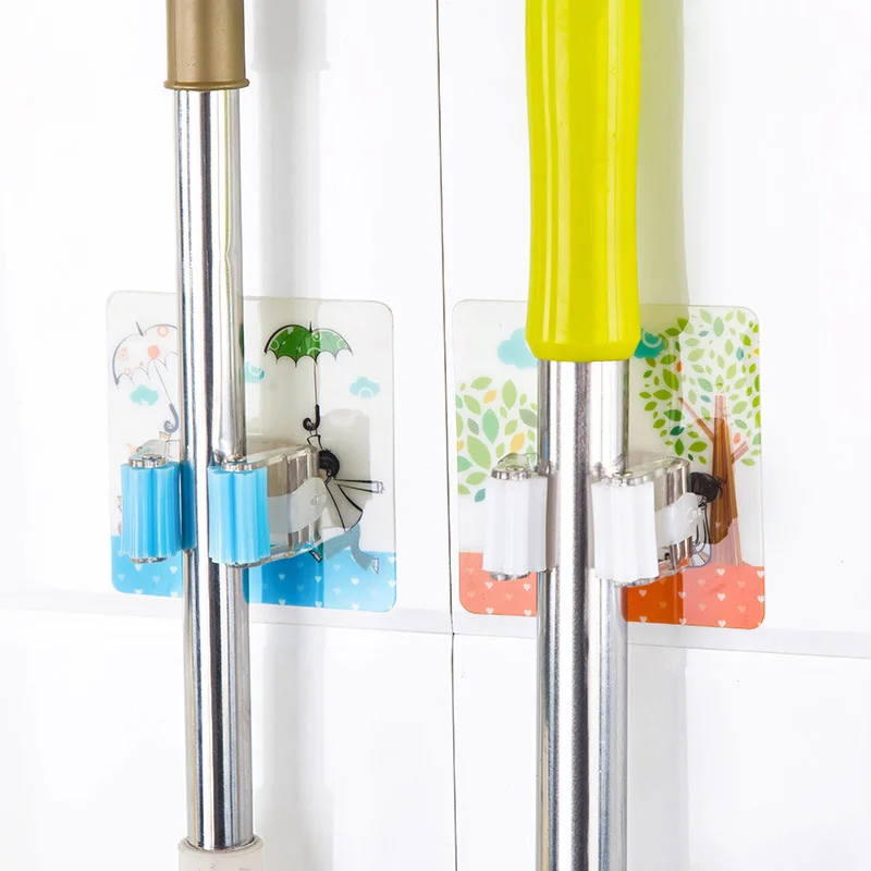 

Powerful washable seamless mop clip Mop holder broom mop hook wall mount Four color optional