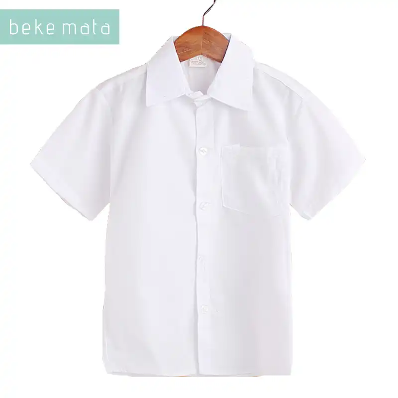 camisas blancas para niños manga corta