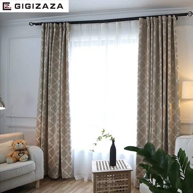 

GA New Geometric print blinds fabric curtain for livingroom grey pink GIGIZAZA black out custom size american style for bedroom
