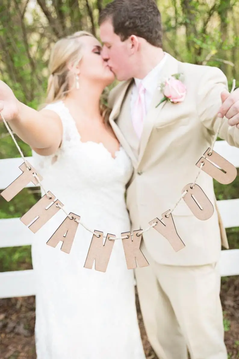 Thank You Banner For Card - Hanging Sign Wooden Letters Wedding Photo | Дом и сад