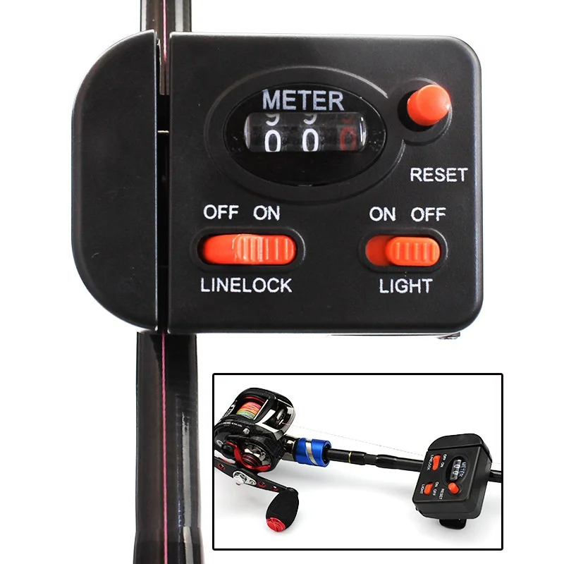Fishing Tools Fishing Line Counter Clip On Rod Meter Gauge Depth Finder Digital Jigging 99.9m