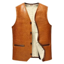 Кожаный замшевый мужской жилет из овчины, мужской меховой жилет, кашемировый мех, овечья шерсть, подкладка из натурального меха, мужская куртка, новинка 3060