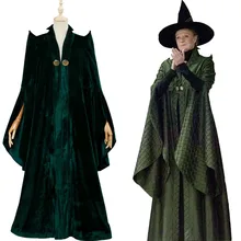 Проф. Минерва McGonagall зеленый костюм косплей халат Плащ платье пальто наряды костюмы на Хэллоуин новое поступление