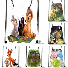 Пользовательские малыш Бэмби Drawstring сумка-рюкзак милый рюкзак дети сумка(черный назад) 31x40 см#180531-02-47