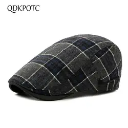 QDKPOTC 2018 Новый осень-зима модные Для мужчин береты британские западные Стиль Advanced шляпа классический Винтаж клетчатая кепка кепки унисекс