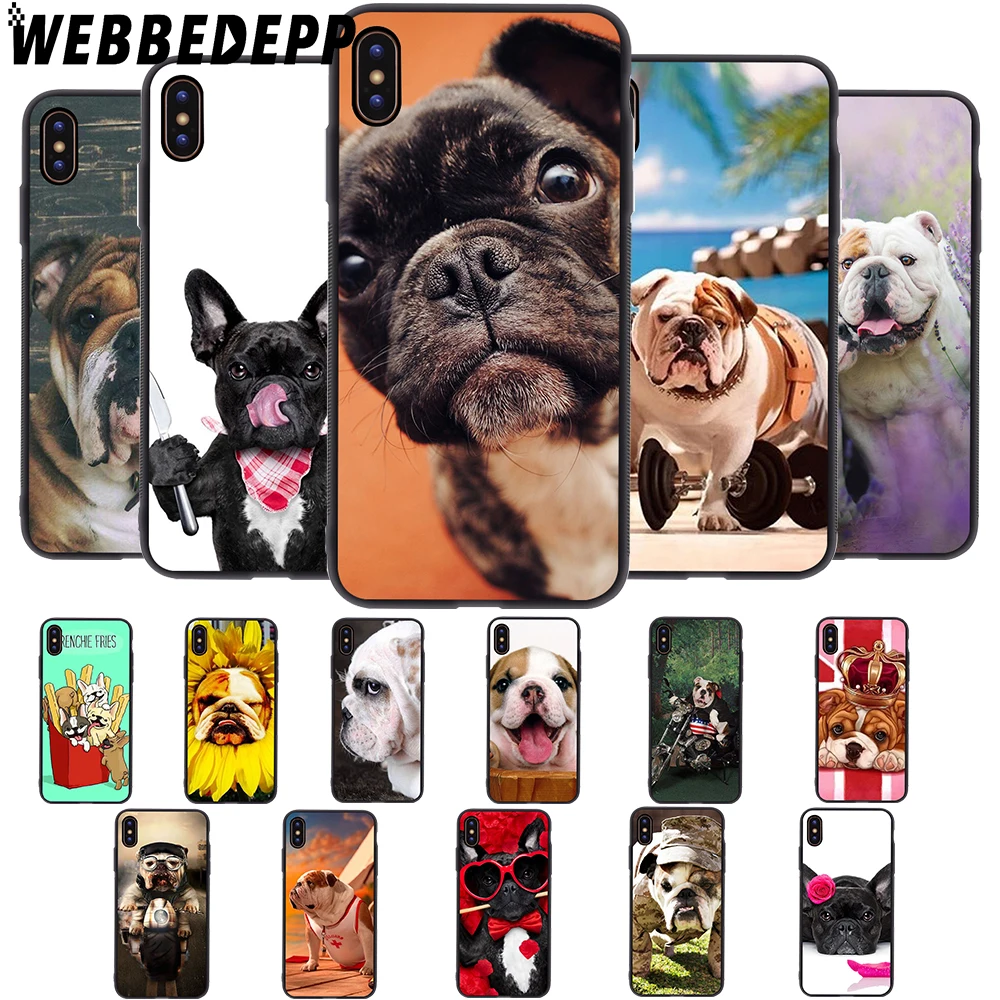 

WEBBEDEPP Cute Dog English Bulldog Soft Case for iPhone 5 5S 6 6S 7 8 Plus X XS 11 Pro MAX XR Cover