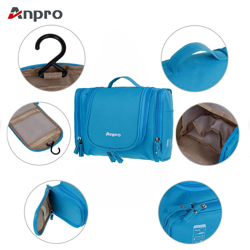 

Anpro Men Women Travel Bag Portable Hanging Hook Toilet Bag and 7 Transparent Waterproof bag Comestic Organizer Travel Bag Set