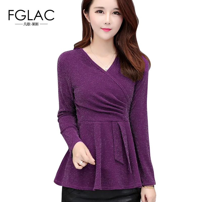 

FGLAC Women blouse shirt New Arrivals 2019 Autumn long sleeve Mesh tops Elegant Slim Ruffle blouse Plus size Female shirt