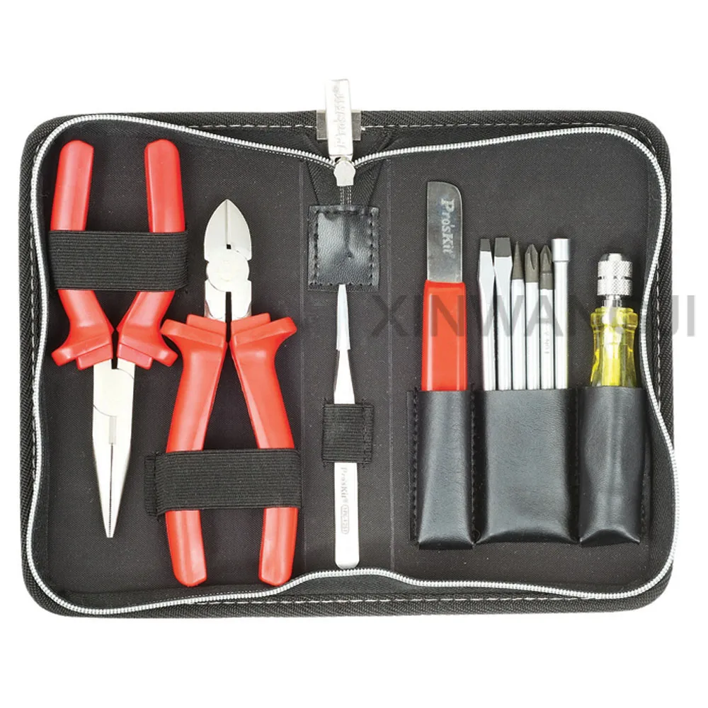 

Pro'skit 1PK-639 12In1 Portable Electrician Tools Group Household Maintenance Set Tools Bag Precision Electronic Hand Tools Kit