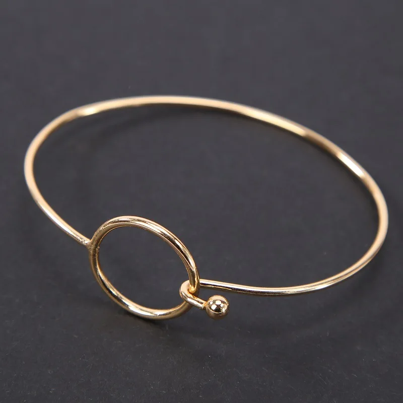 

Special Design Circle Green Stone Opening Golden Silver Bracelets & Bangles for Girls Women