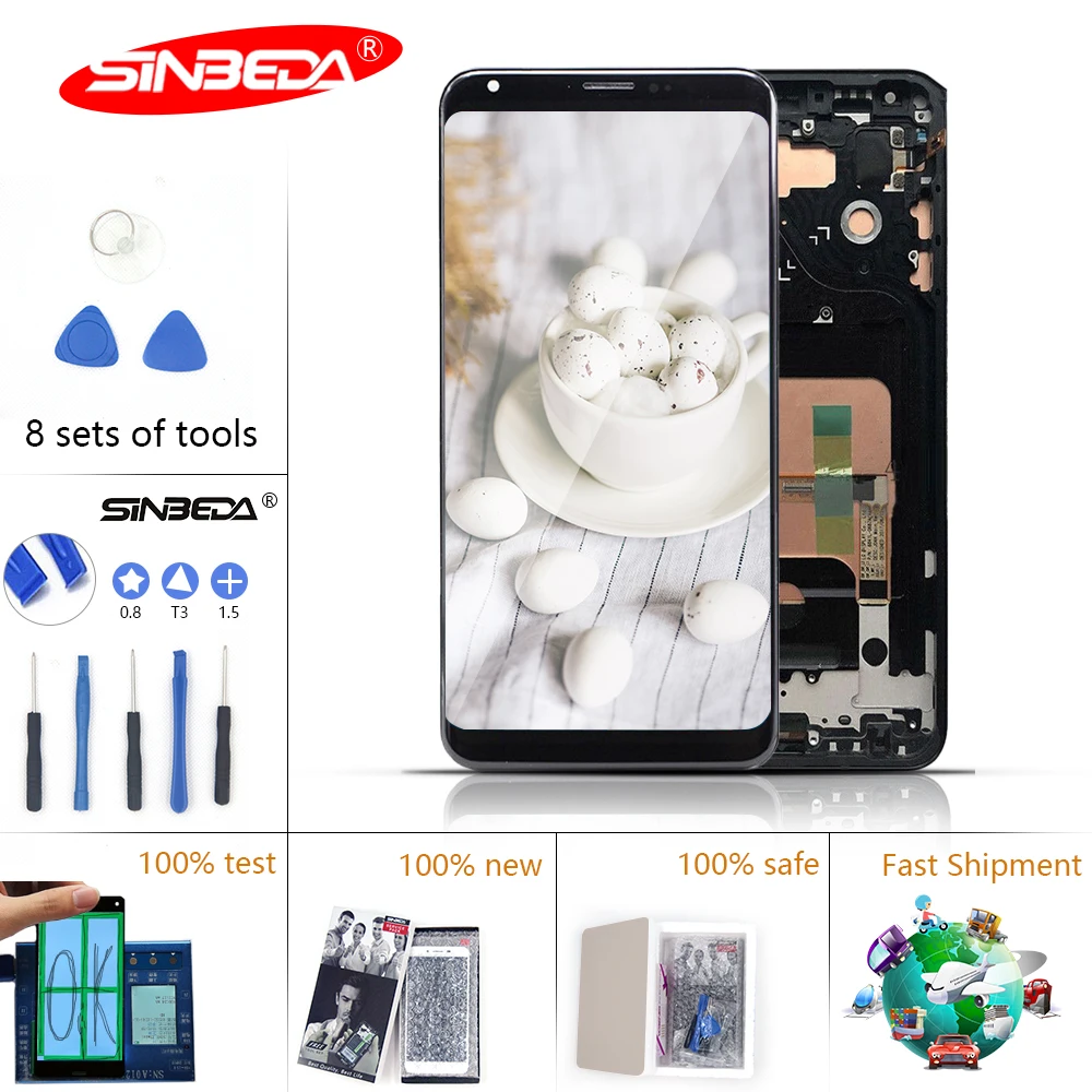 

Sinbeda 6.0" IPS For LG V35 ThinQ LCD Display Touch Screen with Frame Digitizer Assembly LCD Replacement For LG V35 LCD Screen