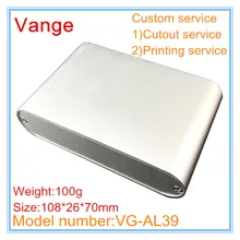 2 шт./лот Серебристая пескоструйная алюминиевая Подгонянная коробка для проекта 6063-T5 алюминиевый корпус 108*26*70 мм для смесительного оборудования