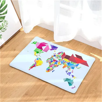 

CAMMITEVER World Map Pattern Modern Geometric Watercolor Retro Bedroom Bathroom Doormat Absorbent Rug Multicolor Carpets