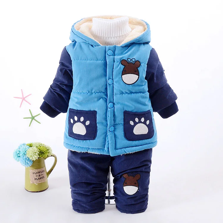 Baby Cute Beer Winter Down Clothing Set Boy Girl Hooded Jacket Coat Pants Popular Clothes Red Blue Orange Size 2 3 4 Years Old (14)