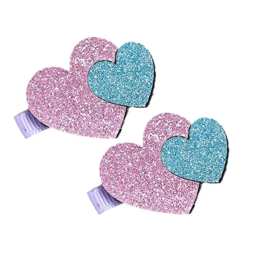 2Pcs Baby Girls Toddler Infant Kids Heart Pattern Hairpin Hair Clip Accessories Girls Flower Popular Fashion Cute Wholesale#YY - Цвет: Hot pink