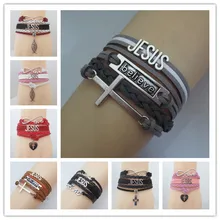 Бесконечности браслет с Иисусом Христом браслет верьте перстень из нержавеющей стали браслет модная обувь для мужчин и женщин браслет с Иисусом ювелирные изделия религиозной тематики