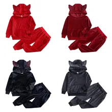 Autumn Girls Boys Clothing Sets Winter Children Fashion Hooded Sweatshirt Coats And Pants Suit Velvet Tracksuit Kids Clothes Set autumn winter kids boys clothing set hooded letter printed thick fleece red black hoodies and pants children christmas clothes