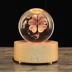 Хрустальный шар Луна DIY деревянная база музыкальная шкатулка креативные подарки ремесла украшения 6 цветов огни лунный свет Спальня Декор