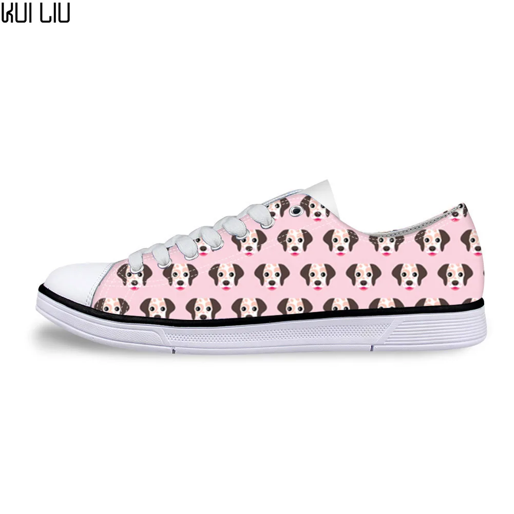 

Casual Canvas Sewing Pink Shoes Women Cute Animal Dog Pattern Women's Flats Vulcanized Shoes Low Style Breathable Sneakers