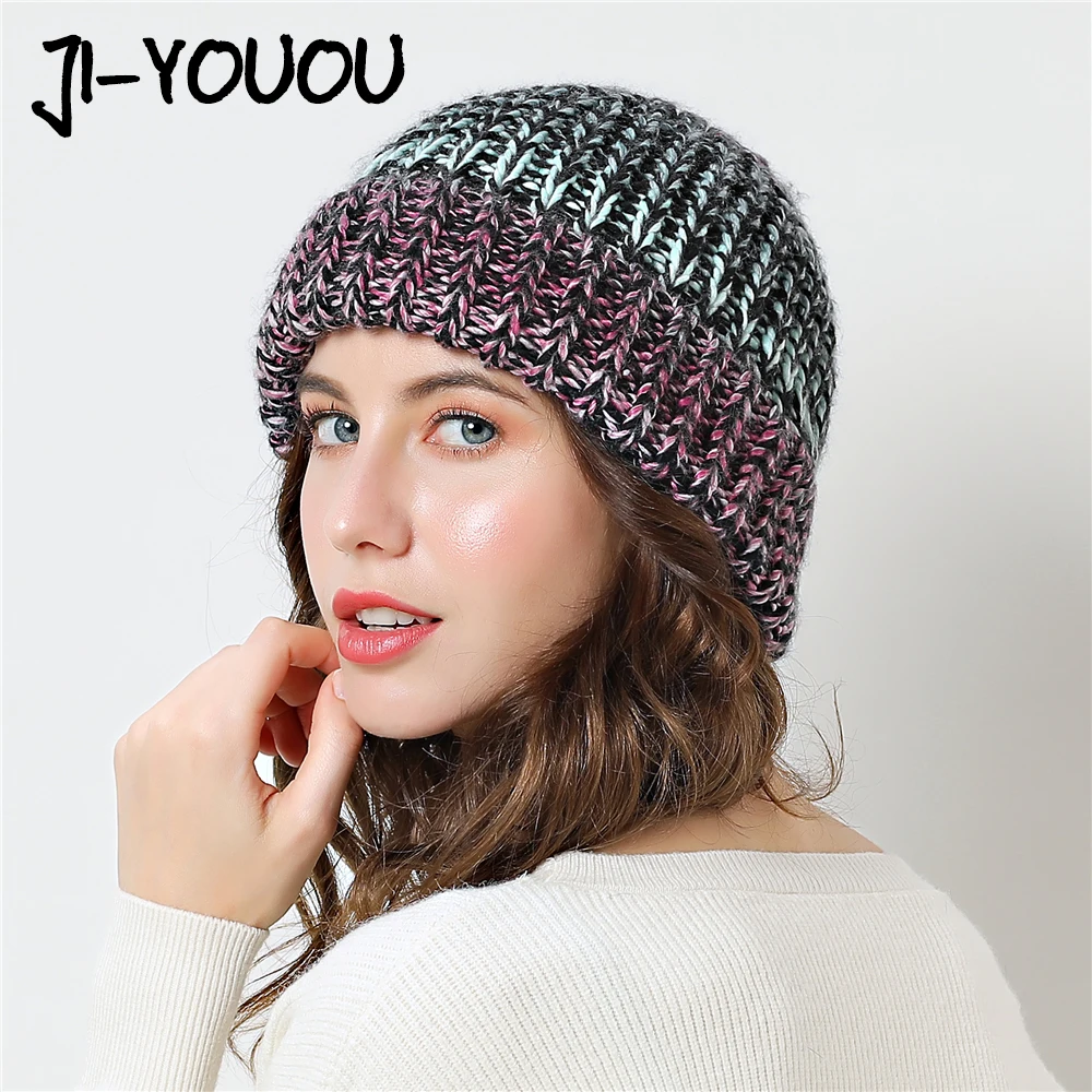 

winter hats for women gorros color slouchy girl beanie bone Thicker Women's cap knitted 2018 hat skullies Beanies