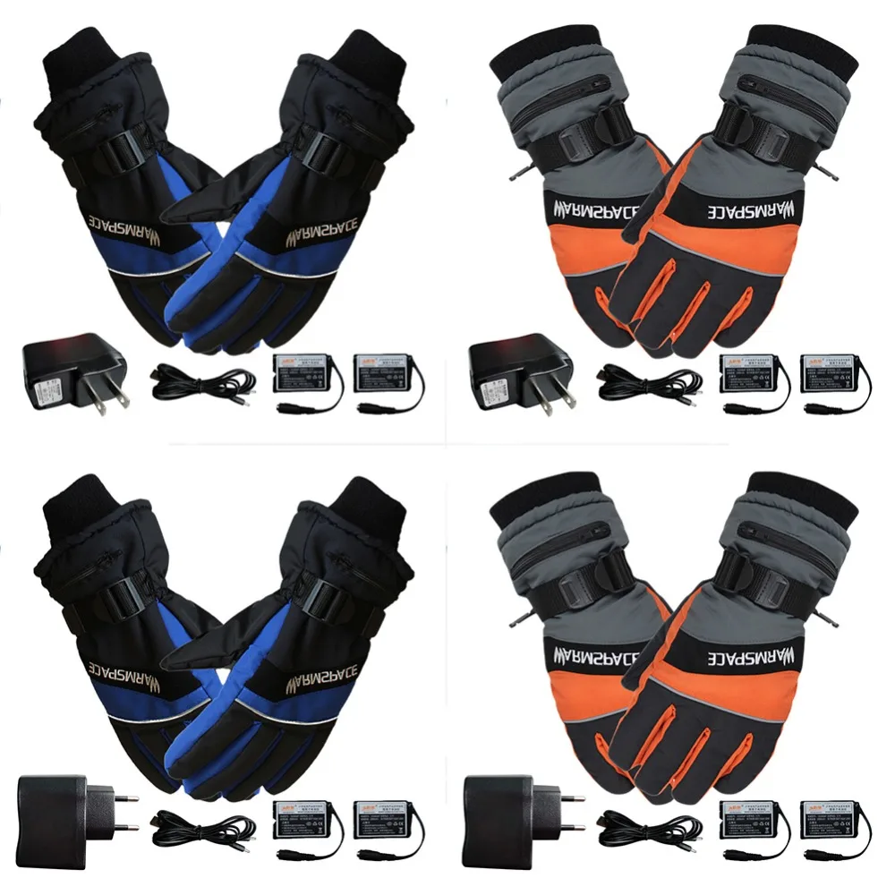 Зимние перчатки для катания на лыжах, сноуборде, унисекс, с зарядкой от USB, теплые электрические перчатки с подогревом, перчатки для катания на велосипеде, мотоцикле, лыжах
