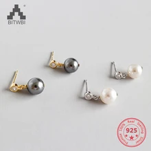 

Fashion S925 sterling Silver Jewelry for Women Pearl Earrings White Cubic Zircon Handmade Earrings