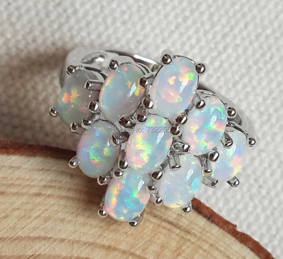 Prix pour Mode cluster blanc opale de feu anneau pour le cadeau de dame Prix pour Mode cluster blanc opale de feu anneau pour le cadeau de dame