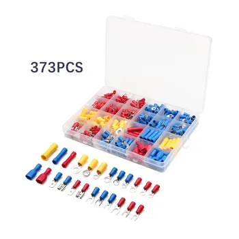 

373PC Insulated Electrical Wire Connectors Crimp Terminals Connector Butt Spade Ring Fork Assorted Set