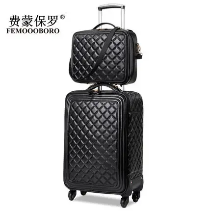 KAWEIDA 1" 20" 2" женская кожаная сумка на колесиках набор чемоданов для путешествий - Цвет: 16 inch