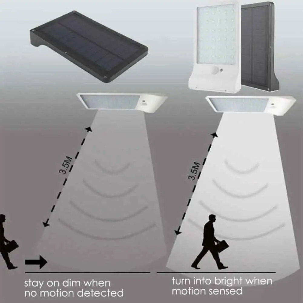 48 светодиодный настенный светильник на солнечной батарее с датчиком движения, уличный IP65 водонепроницаемый светильник для садового забора с 3 режимами, 7 цветов