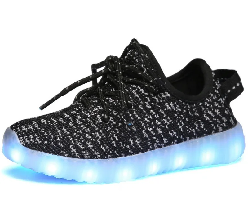 Xiaying sonrisa niños niñas luminosos zapatos LED niños planos zapatos USB ciclo de carga Casual de