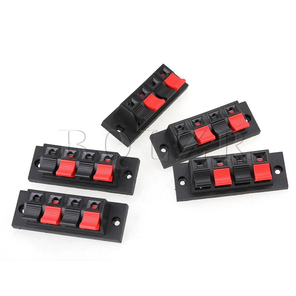 BQLZR 5pcs 4Pin Car Boat Audio AUX Speaker Amplifier Terminal Spring Load Connector