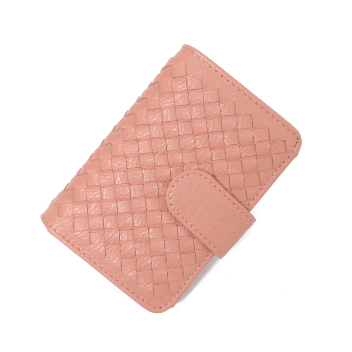 CEZIRA, Модный женский короткий кошелек, тканый, цветной, из Веганской кожи, клатч, маленькая дамская сумочка для монет, на молнии, держатель для карт, фото, сумка для денег - Цвет: Pink