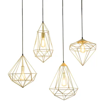 

Modern Pendant Lights Dinmonnd Shape Lamp Home Luminaires Iron Ceiling Hanging Lamp for Kitchen Dining Home Decor Light Fixtures