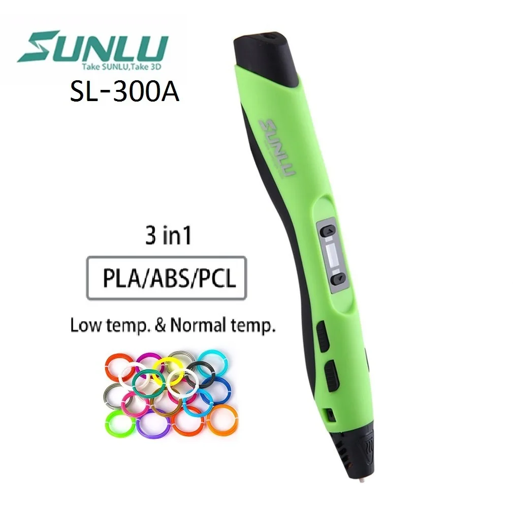 

SUNLU 3D Printing Pen Intelligent Temperature safe 1.75mm ABS/PLA/PCL Filament LCD Wireless 3D Drawing Funny Toy Gift SL-300A