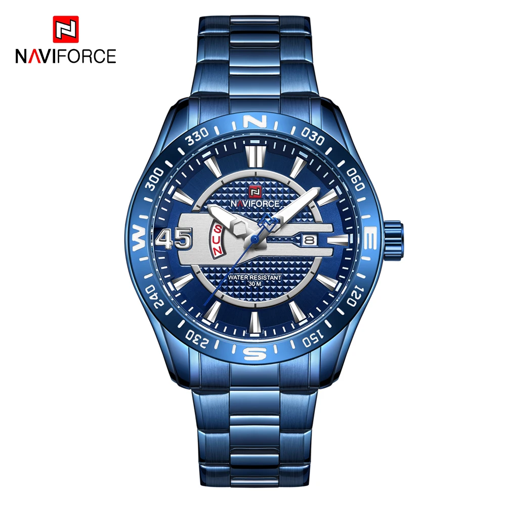 NAVIFORCE часы Мужские лучший бренд класса люкс модные синие кварцевые мужские
