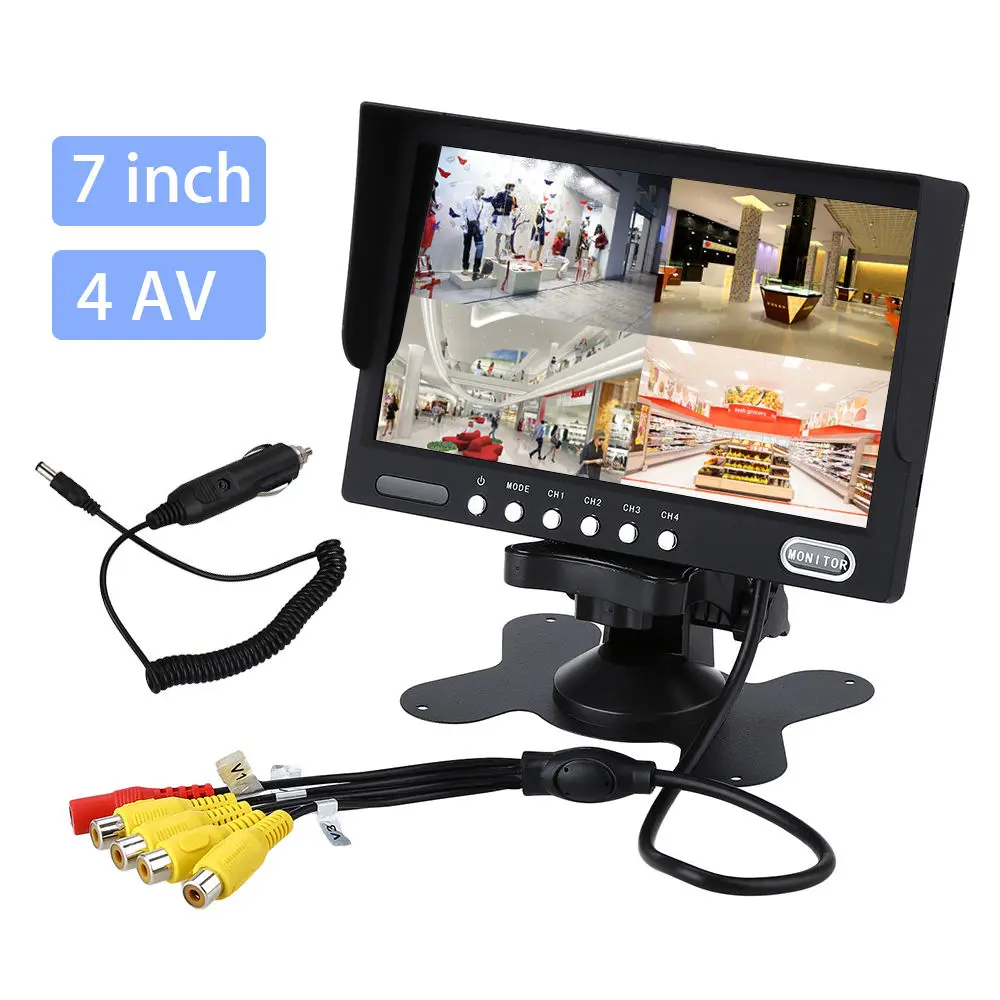 

Eyoyo KJ-708 HD Mini 7'' 800x480 4 Split 16:9 TFT LCD Color Wired Car Rear View Monitor For Backup Camera