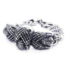 Дизайн прохладный человек таинственный Призрак Череп Браслет 316L Нержавеющая сталь Горячая Байкер Hiphot Стиль череп браслет