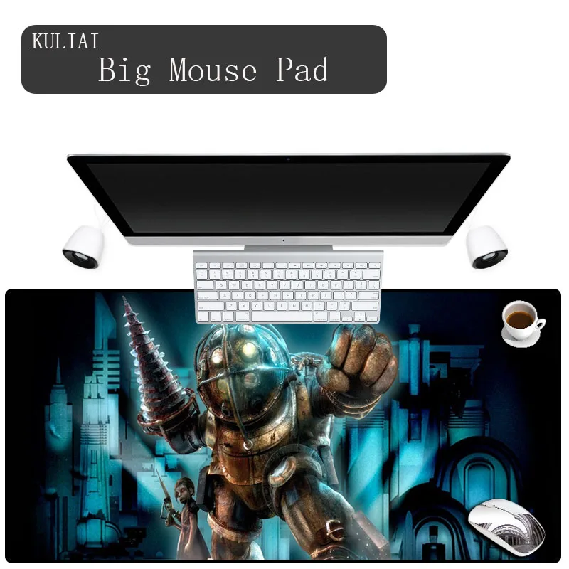 

KULIAI 2018 Game Player Gaming Mouse Pad Water Cooling Keyboard Laptop PC Wireless Mouse Bioshock Mousepad Size 30X60to40X90cm