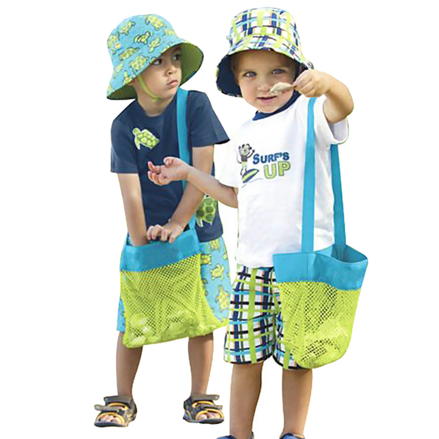 Greatest  2PCS Portable Reusable Foldable Beach Mesh Tote Bags for Toys Towels Shell Swimsuits Sunglasses Gog