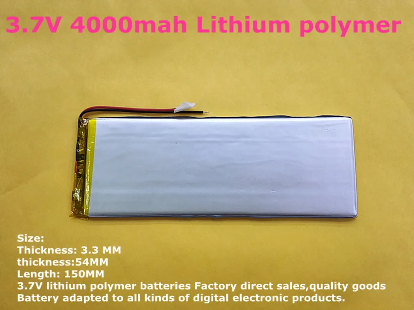 

Size 3354150 3.7V 4000mah Lithium polymer Battery with Protection Board For PDA Tablet PCs Digital Products Free Shipping