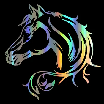 

Reflective Car Sticke Horse Head Beautiful Animal Pattern Car Body Decorative Decal Car Stickers Black/Silver/Laser r 20*20CM