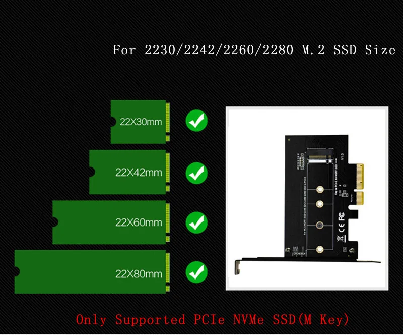 NGFF M.2 к PCI E 3 0 X4 конвертер карта M2 PCIe NVMe SSD M ключ слот адаптер Riser для 2230 2242