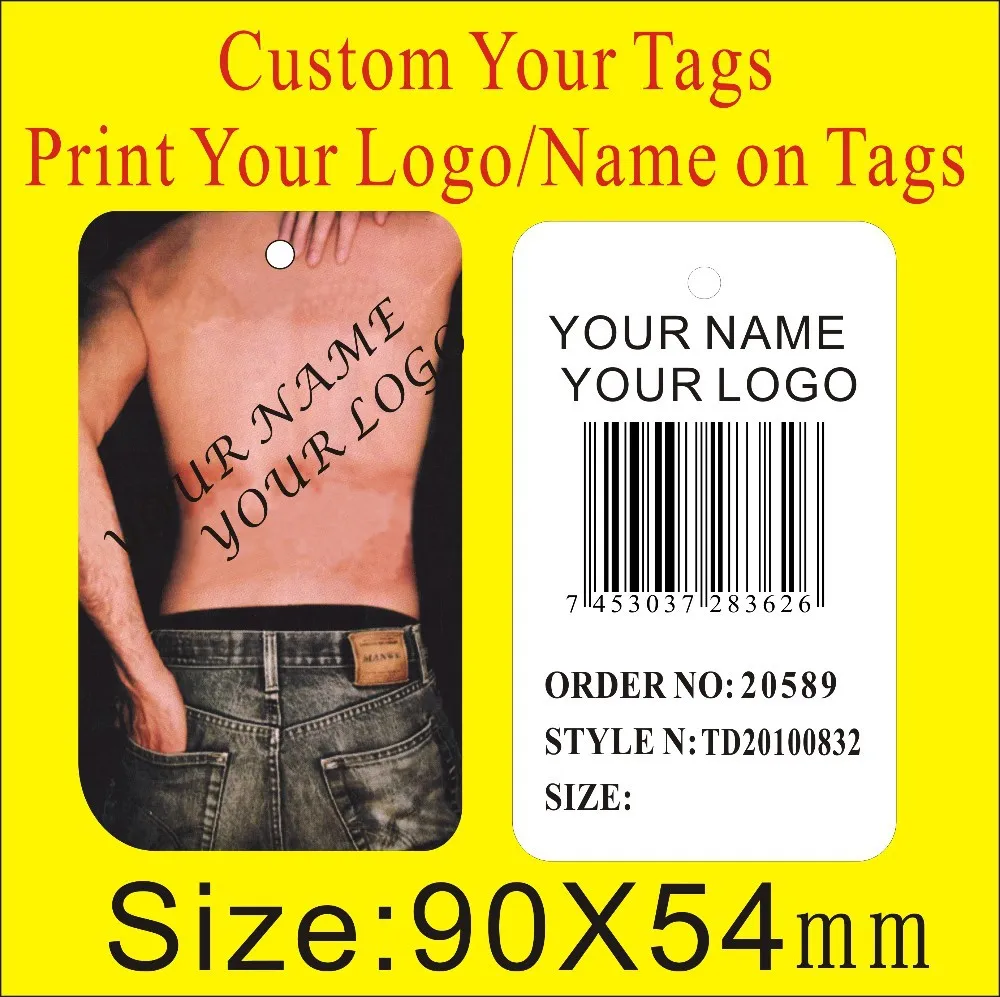 Custom tags ,print your logo on tats Wholesale 500PCS your brand Tags