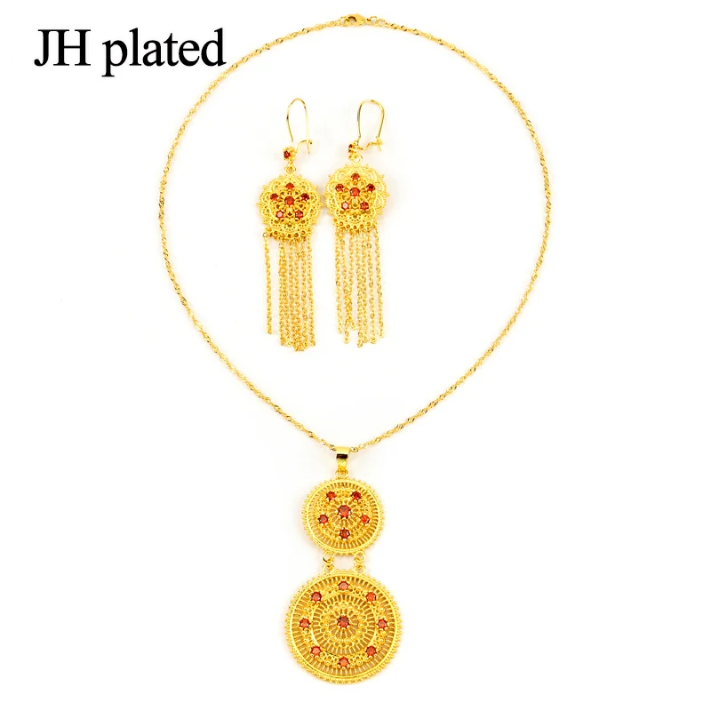 

JHplated Ethiopia African red stone jewelery sets is the best gift for women and girls wedding gift