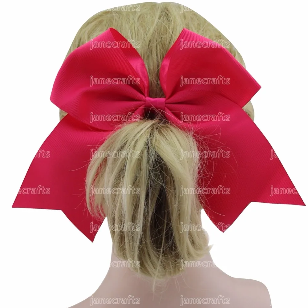 

12 Pcs/Lot 7'' Solid Color Cheerleading Hair Bows Elastic Hair bands Grosgrain Ribbon Cheer Bow Hair Accessories For Girls