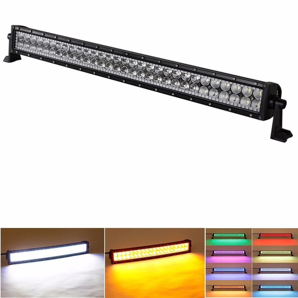 32" 180W Straight LED Light Bar with RGB halo ring Wiring harness Kit