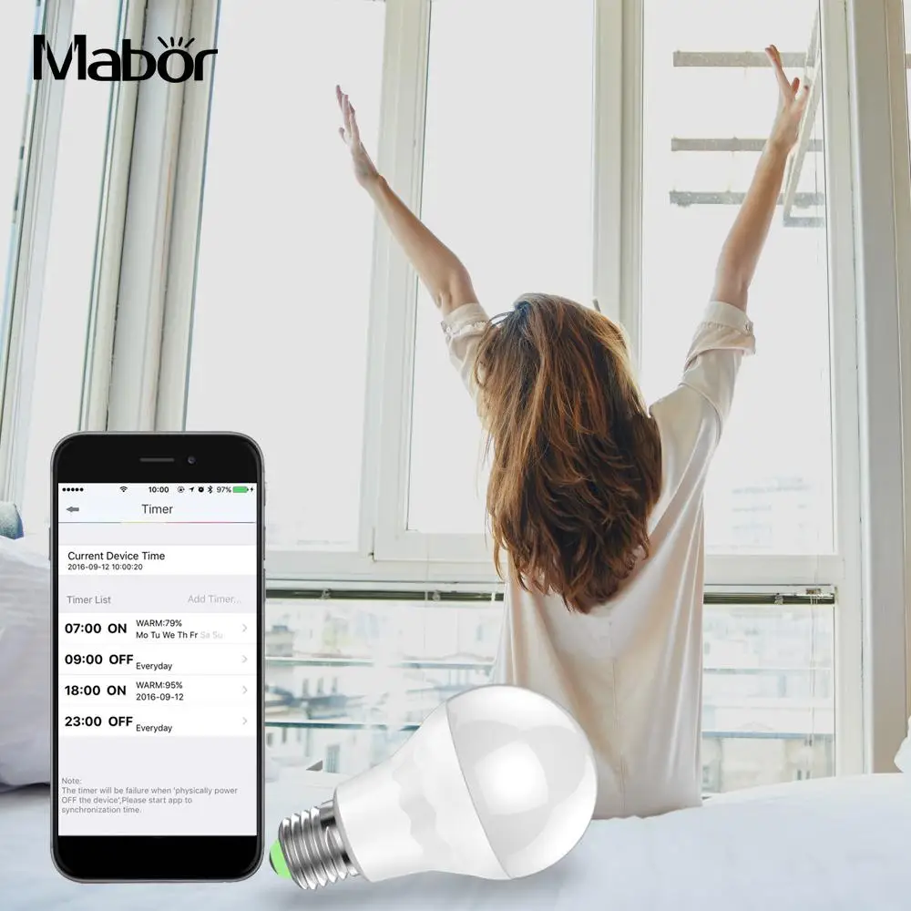 

Mabor Light Smart Bedroom Waterproof Study 2700K-6500K 7.5W Home LED Bulb Replacement Living Room 100-264VAC