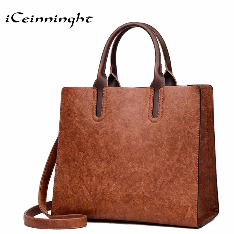 

iCeinnight Women Handbag PU Leather Bag Large Capacity Tote Bag Big Ladies Shoulder Bags Famous Brand vintage Bolsas Feminina